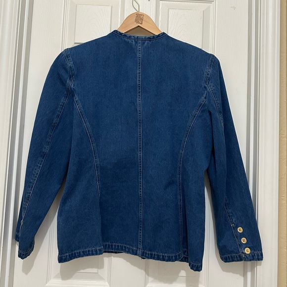 VTG Liz Wear LIz Claiborne WM 10 Denim Jacket 4 Pockets Long Sleeve Button Close - Picture 4 of 9
